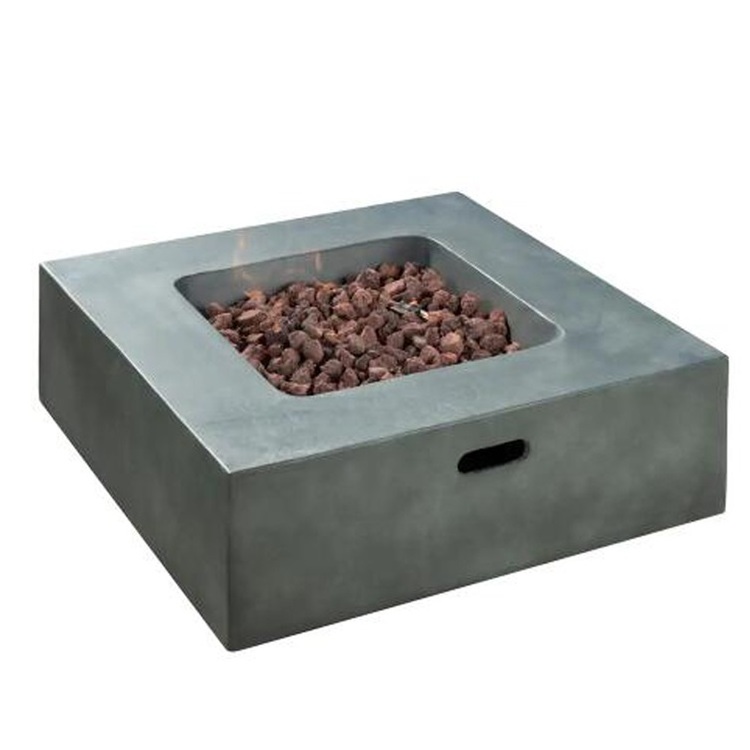 Yoho Square Fire Pit Outdoor Heating Fire Table Smokeless Firepit Table with Lava Rocks and Rain Cover