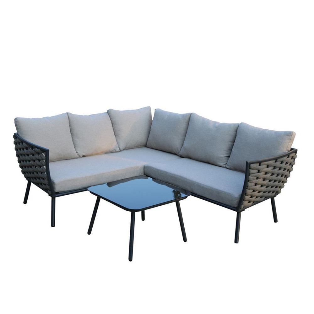 Alum knock down garden furniture sofa set Corner Rope sofa set Outdoor Furniture Grey  Garden Rope Sofa Set