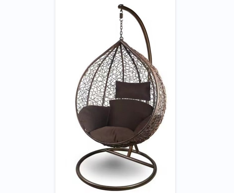 Outdoor Rattan Wicker Furniture Patio Egg Chair With Steel Stand Egg Chair