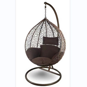 Outdoor Rattan Wicker Furniture Patio Egg Chair With Steel Stand Egg Chair