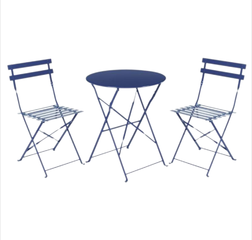 Yoho Outdoor Folding Furniture Garden Chairs And Table 3pcs Patio Metal Bistro Sets