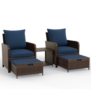 Yoho In Stock Ready to ship Adjustable PE Wicker Patio Seating Group with Ottoman In big discount