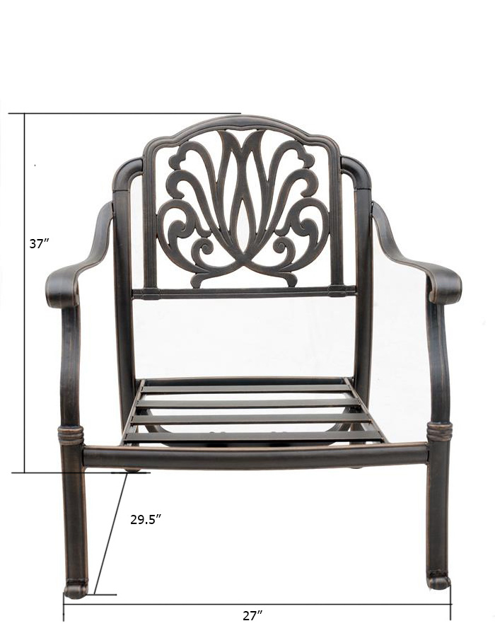 High quality Cast Aluminum Metal Club Chair Outdoor Patio Garden Die Casting Aluminum Deep Seat Sofa single Chair