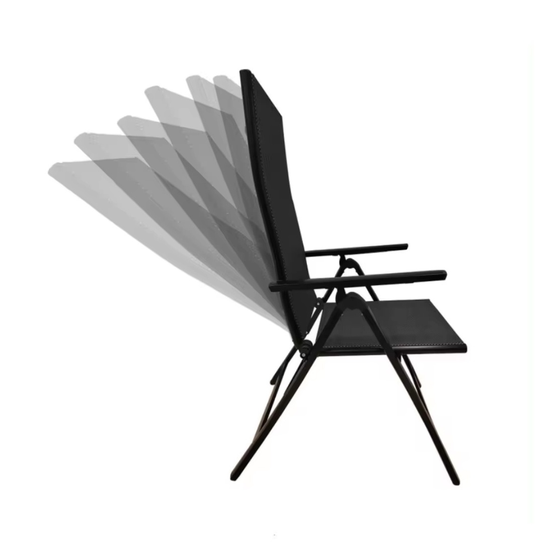 Back adjustable 7 Position folding chair metal aluminum patio chair cheap garden sling foldable dining armrest chair