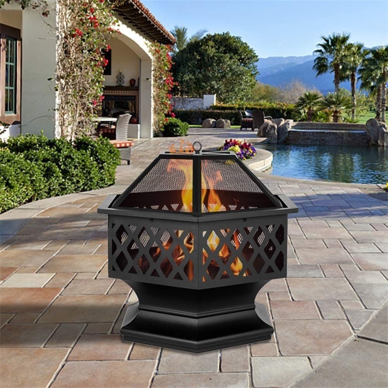 Garden Furniture Hot Sale Outdoor Steel Burner Heater Portable BBQ Hexagonal Fire Pit