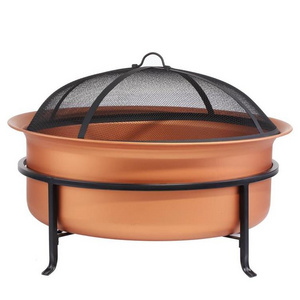 Yoho Hot Sale outdoor steel fire pit 29inch portable garden furniture steel cauldron copper color camping wholesale BBQ firepits