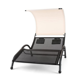 Modern Outdoor Garden Furniture Double Sunbed Sun Lounger Canopy UV Resistance Patio Rocking Chair for Hotels