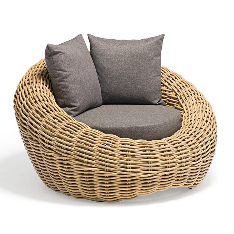 YOHO Wholesale Garden furniture Set Leisure Round Rattan Patio couch set handicraft sofa with sponge cushion