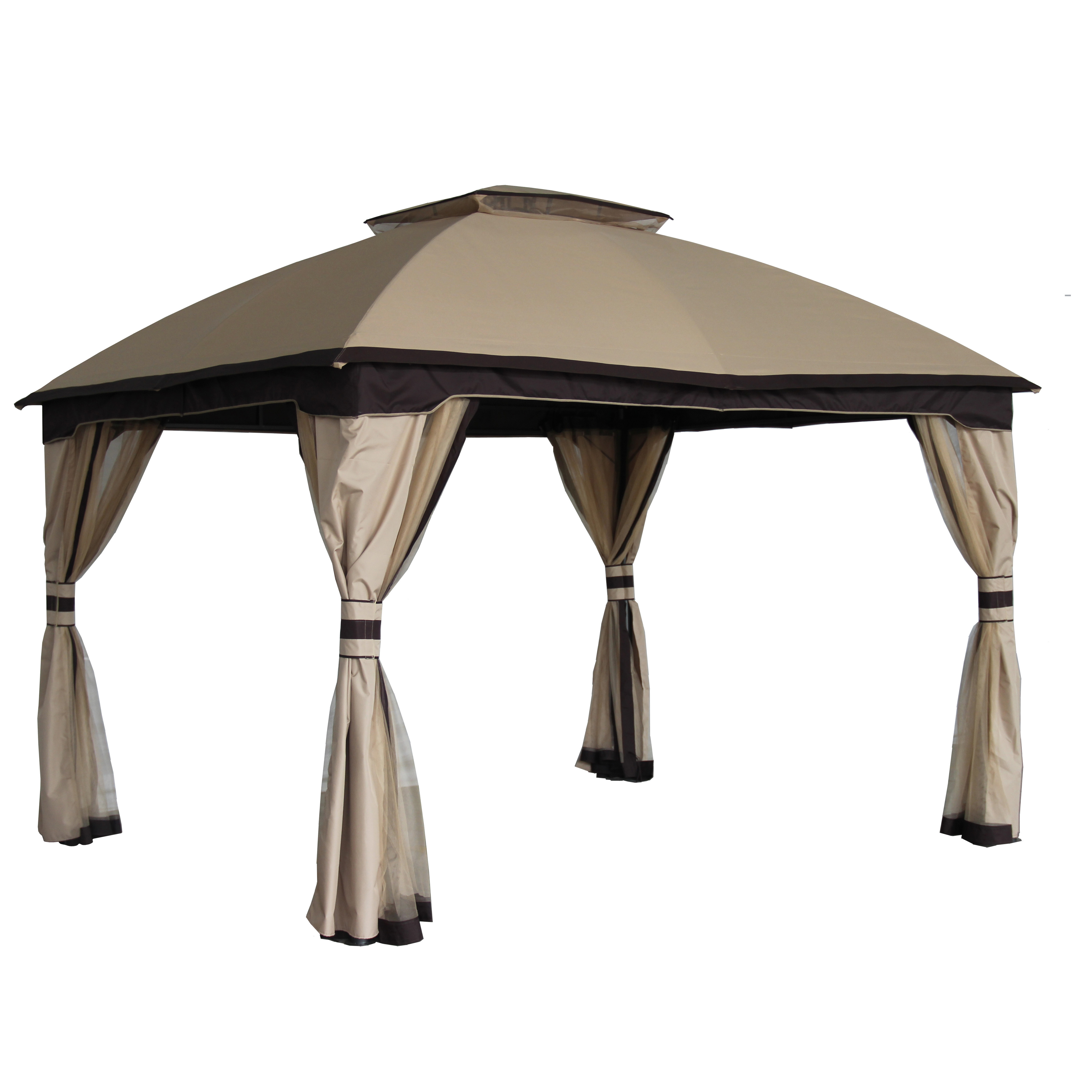 Outdoor Garden Gazebo Tent Post Gazebo Canopy Shelter with Mosquito Netting and Side Wall