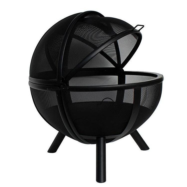 Yoho Outdoor Ball Shape Fire Pit with Sliding Dome Manufacture Cast iron steel globe fire pit steel sphere fire pit