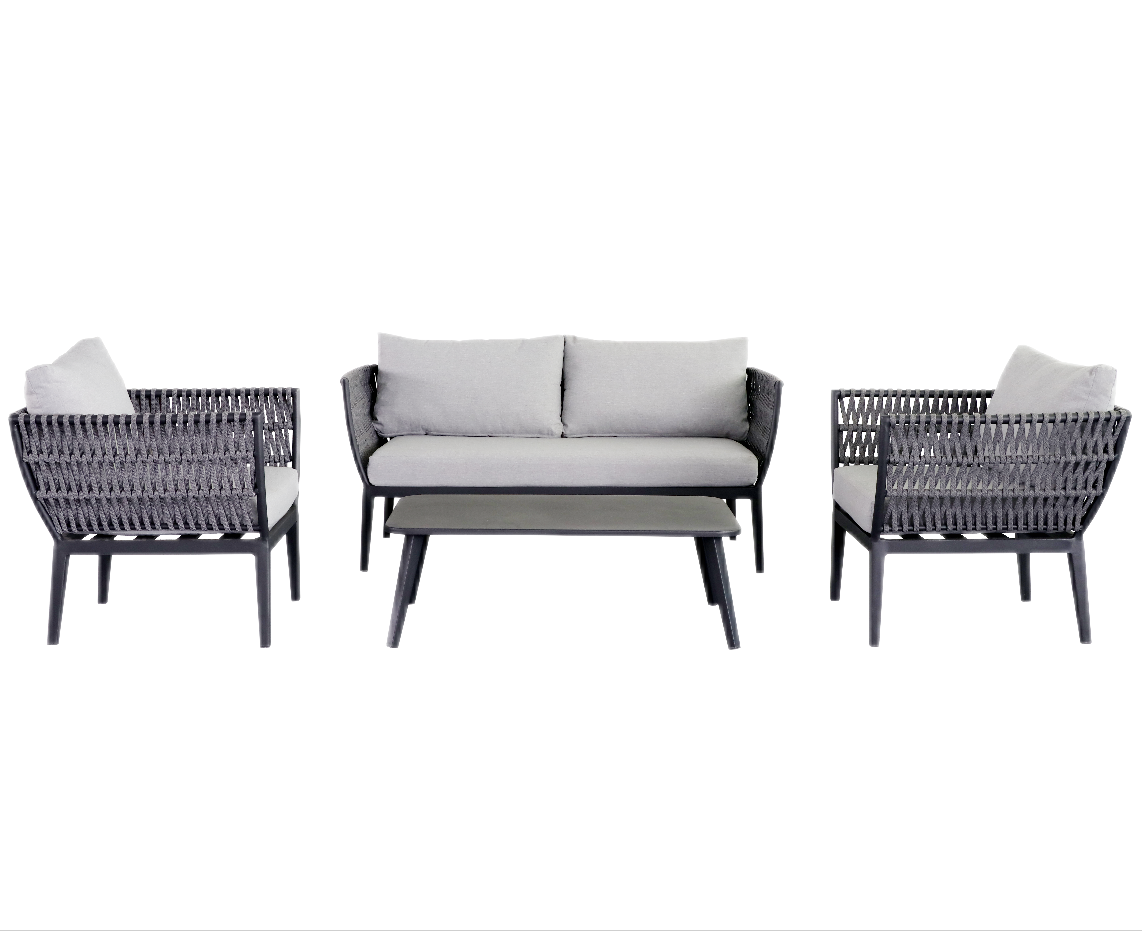 Yoho Hot Sale 4 pcs outdoor furniture set Garden Patio rattan sofa set Rope Sofa Modern Luxury Woven Rope Outdoor Furniture