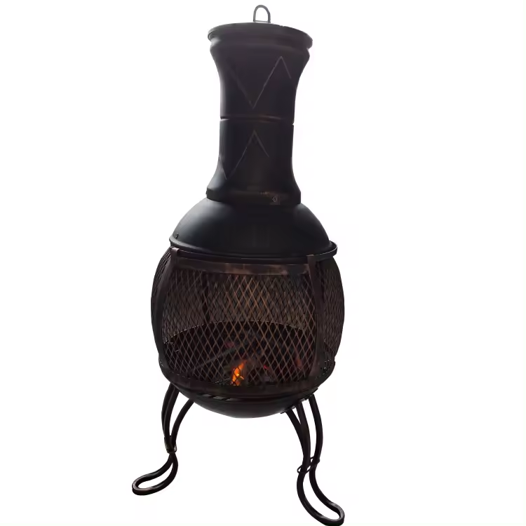 YOHO New Arrival Fire Pit With Steel Chimeneas Outdoor Chimneys With Log Grate