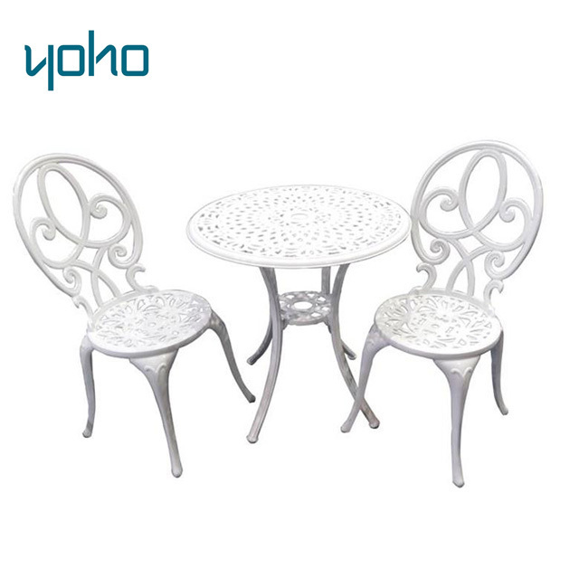 Cast aluminum 3pc Bistro Set Garden Yard Outdoor Furniture Cast Aluminum Patio Bistro Set  Round Table and Arm Chairs