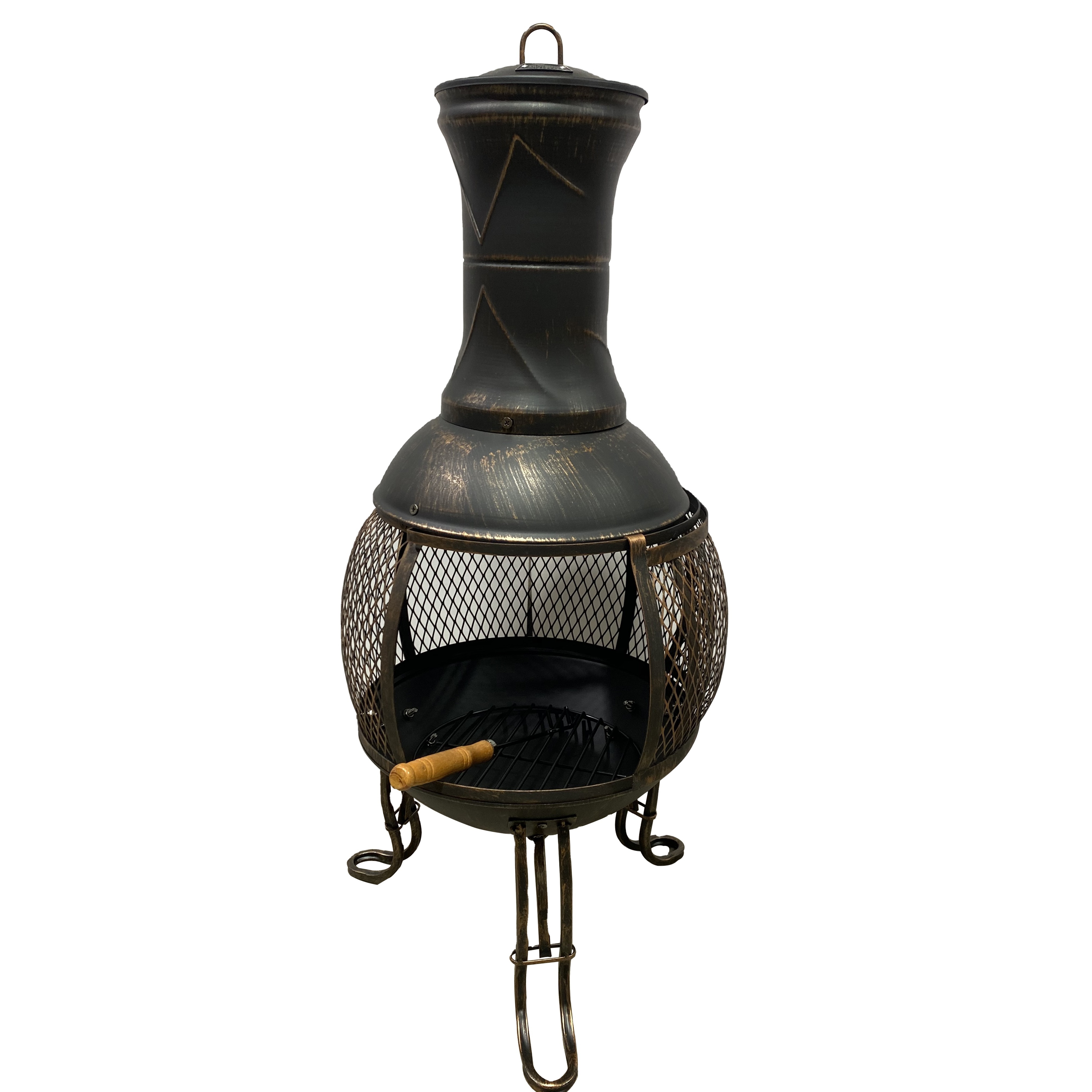 YOHO Outdoor steel Antique Bronze chiminea outdoor fireplace furniture Wood Burner Fire Pit