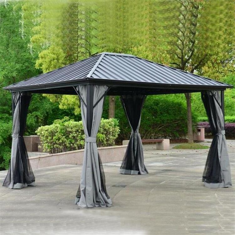 Outdoor Garden Gazebo Tent Post Gazebo Canopy Shelter with Mosquito Netting and Side Wall