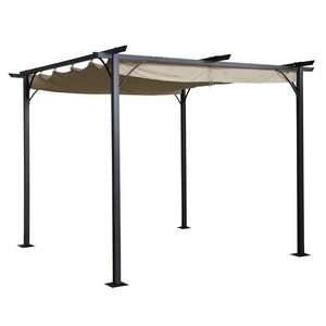 Luxury garden gazebo steel frame with 6 fabric curtain patio adjustable pergola