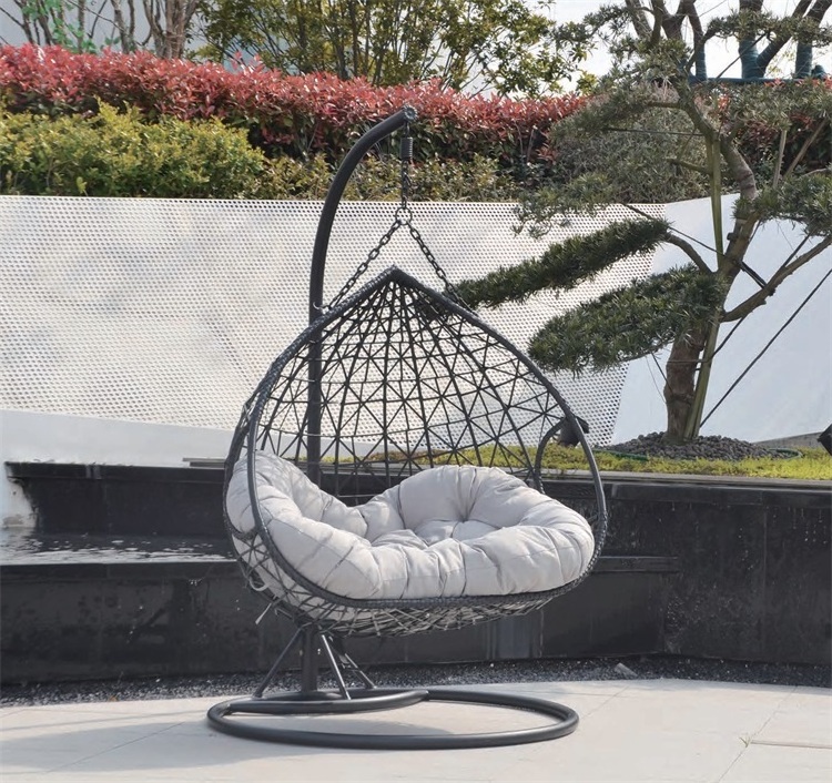 Stock short leadtime YOHO Modern Morden Rattan Hanging Egg Chair Indoor and Outdoor Patio Swing with Stand for Lover