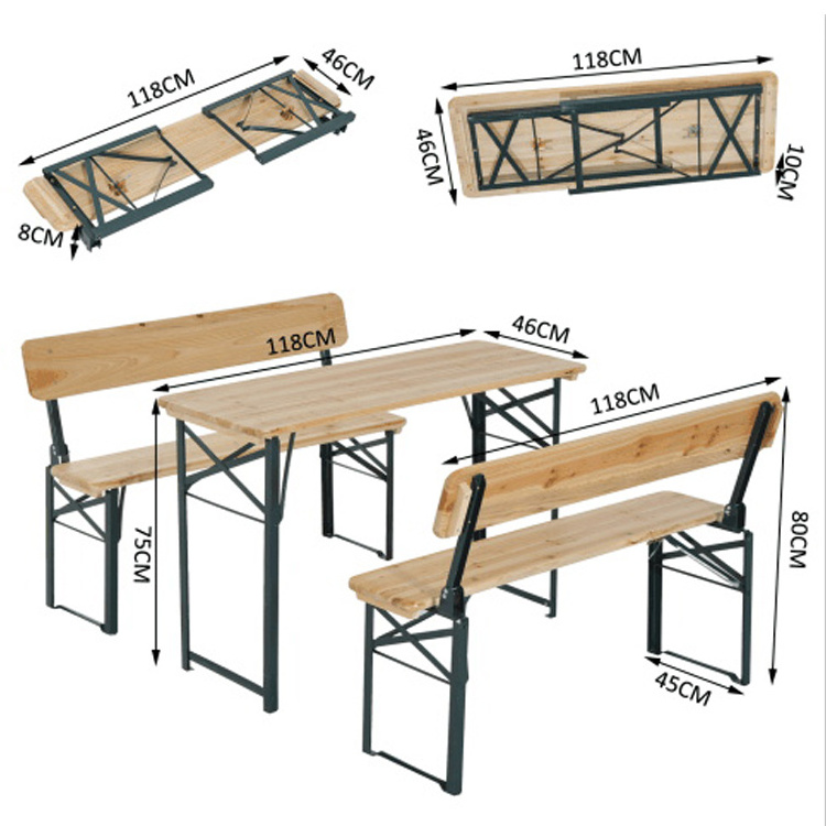 Yoho Wooden Patio Folding Benches Picnic Courtyard Party Dining Beer Set Table And Bench