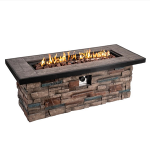 Yoho concrete large propane gas fire pit modern furniture backyard grey firepit table with lava rock included