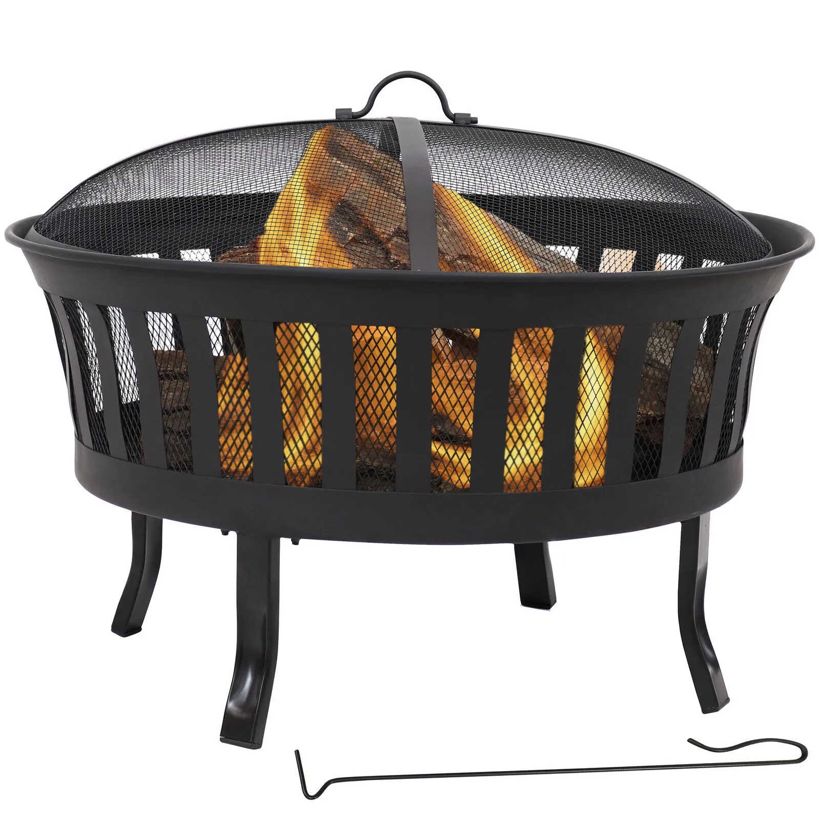 Easy Assemble Outdoor Wood Burner Charcoal Firepit Fire Pit Large Steel Patio backyard Burning bonfire with bbq grill