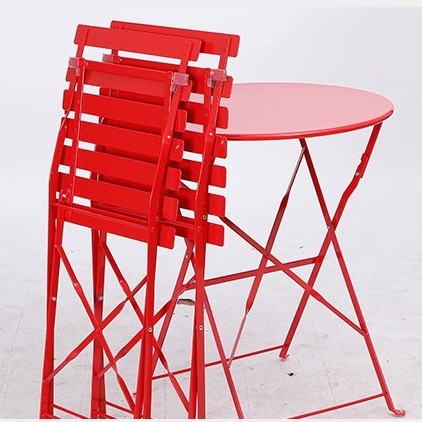 3pcs Garden Patio Balcony Outdoor Metal folding bistro set steel table and chair set with wood slat