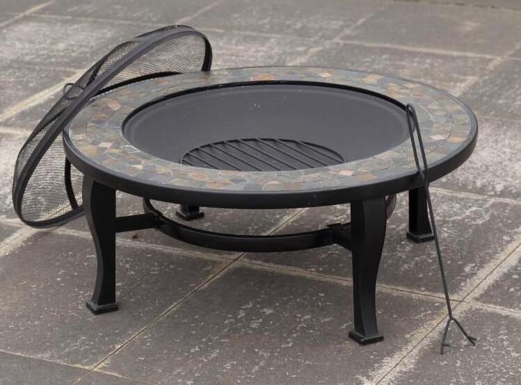 YOHO  Outdoor Garden Square Wood Fire Pit Log Grate Burner patio fire place with Screen Cover  Poker Tool, Great BBQ Grill