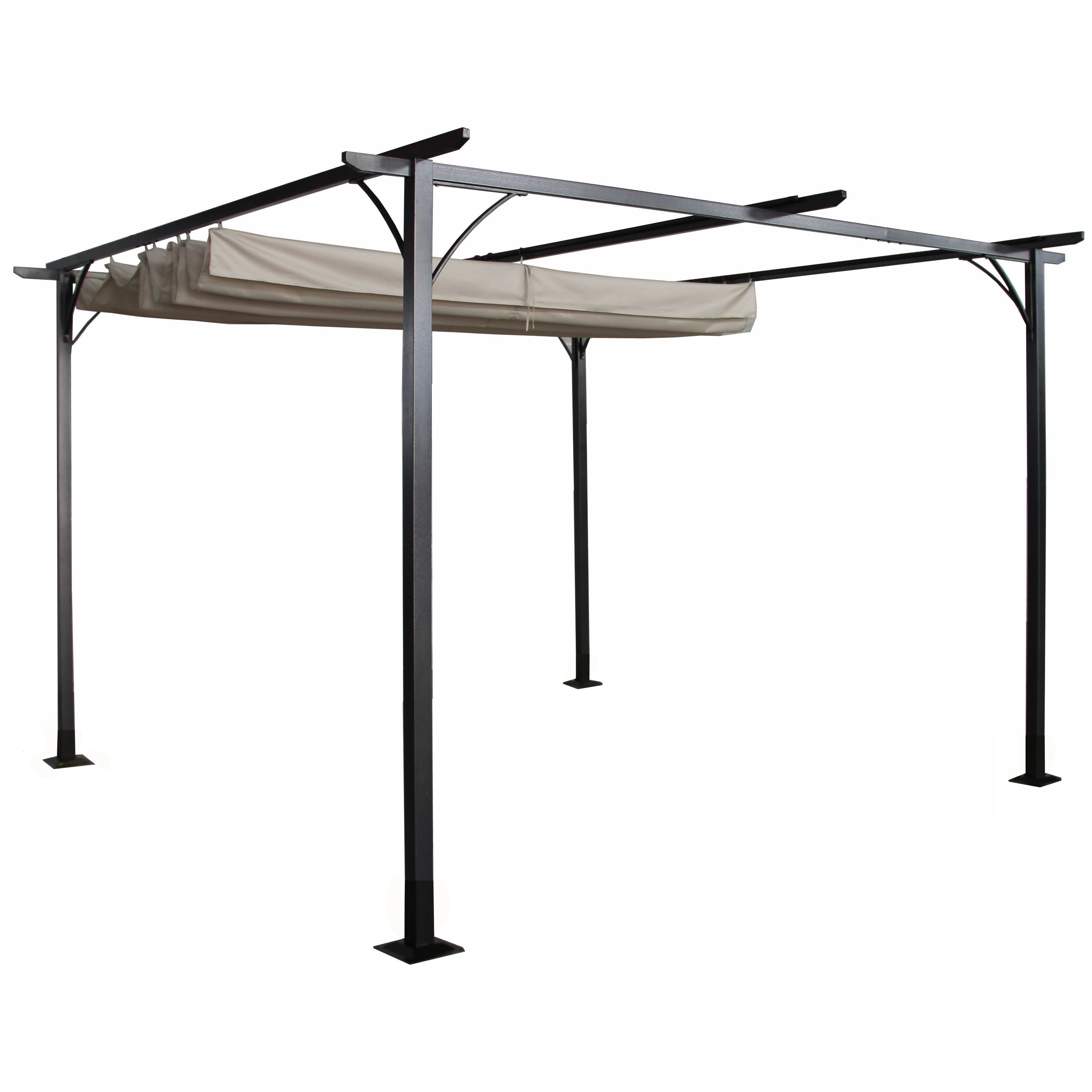 Luxury garden gazebo steel frame with 6 fabric curtain patio adjustable pergola