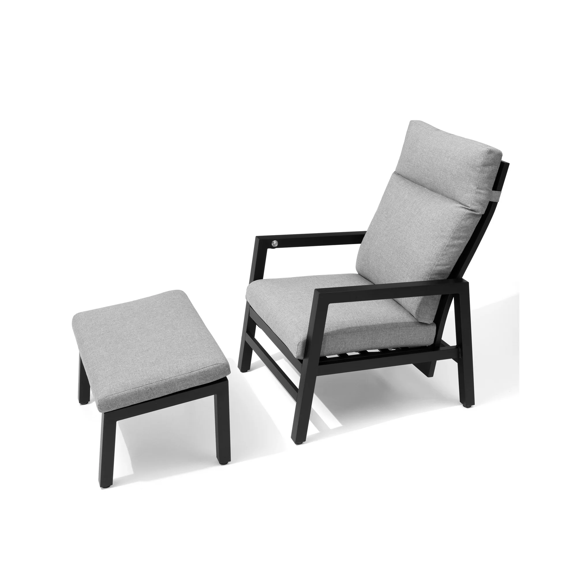 Outdoor Garden Balcony Chair with stool set Brown belt weaved  chair and ottoman 2-piece leisure chair set