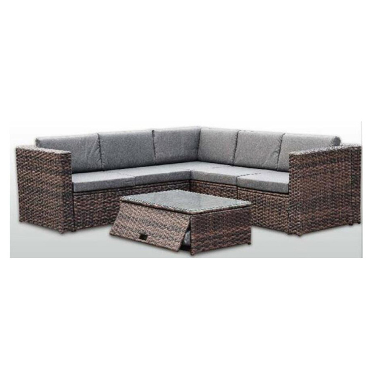 6pcs modern sofa set outdoor garden patio poly rattan wicker furniture sofa with 10cm seat cushion and tea table