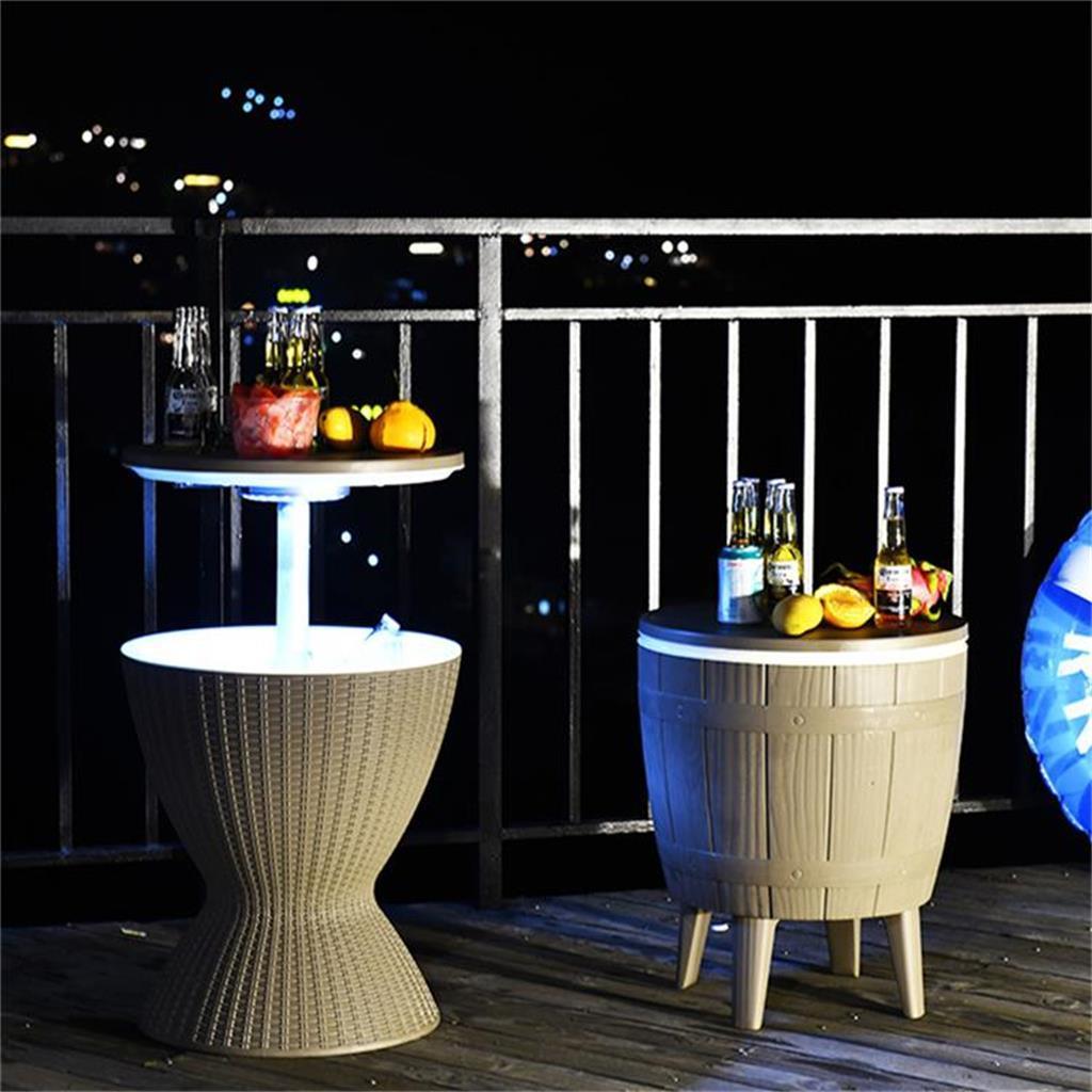 Yoho Grey 3 In 1 Outdoor Cooler Table Resin Patio Furniture Ice Bucket Cooler Bar Table