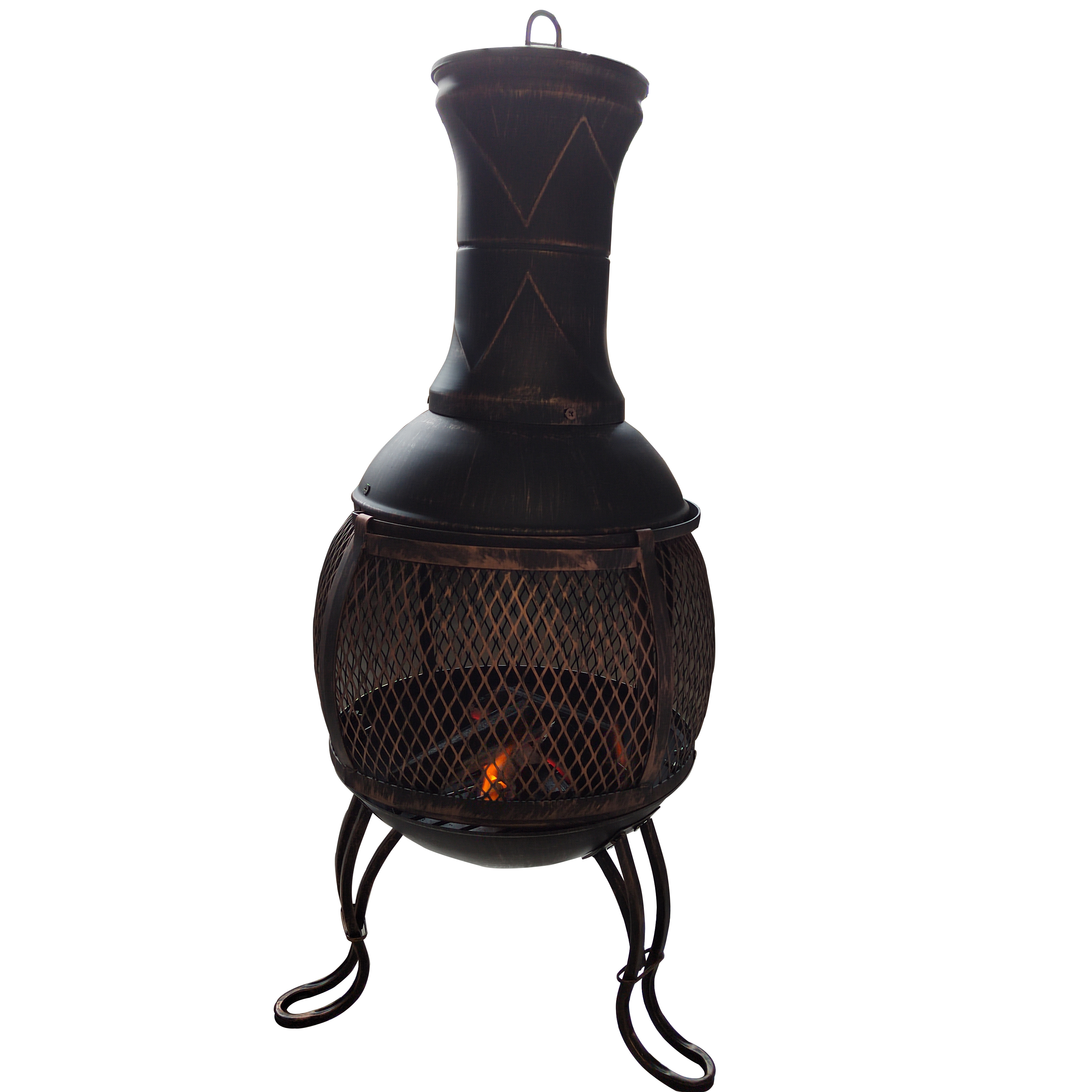 YOHO Outdoor steel Antique Bronze chiminea outdoor fireplace furniture Wood Burner Fire Pit