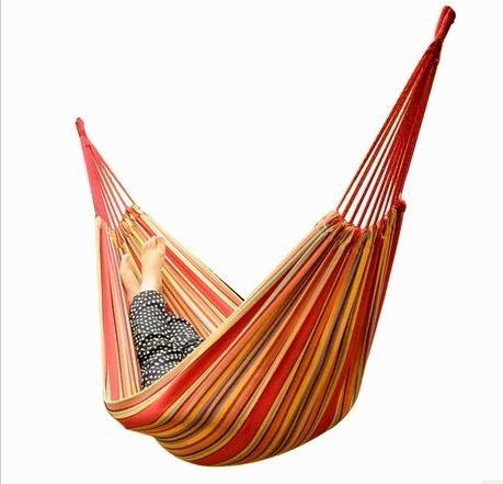 Portable hanging hammock bed camping garden patio hammock outdoor fabric hammock bed with wood bar