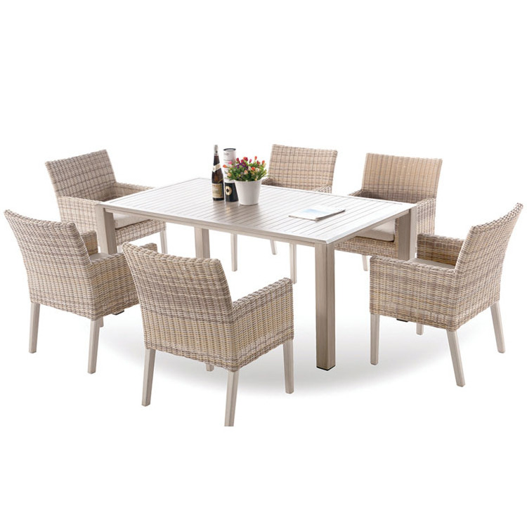 Garden Patio Furniture Outdoor Leisure Dinning Wood Painting Table and Chairs 6 Seater rattan outdoor dining sets