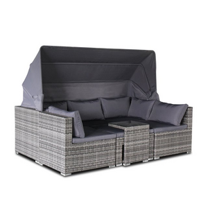 YOHO Outdoor canaba day bed outdoor  furniture rattan sofa  garden Leisure sectional  rattan sofa sun bed with canopy