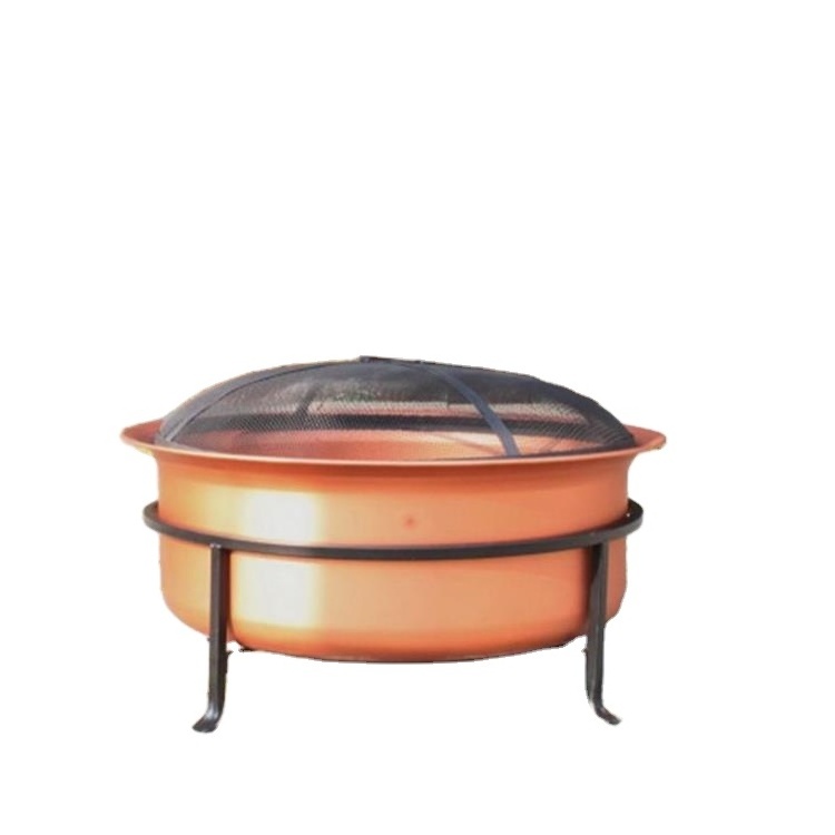 Yoho Hot Sale outdoor steel fire pit 29inch portable garden furniture steel cauldron copper color camping wholesale BBQ firepits