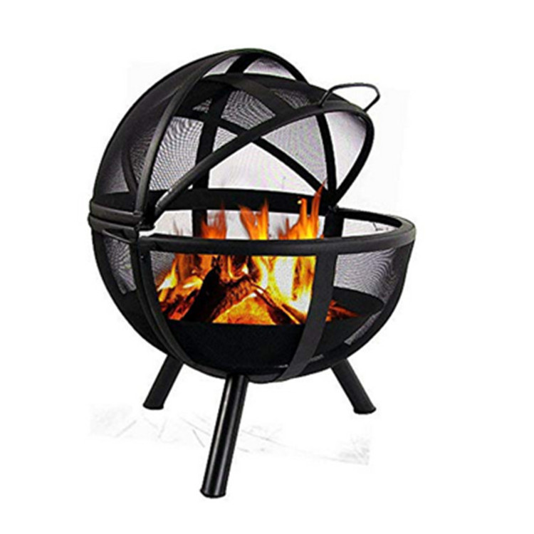 Garden 30 Inch Sphere Black Flaming Ball Fire Pit with Protective Cover outdoor