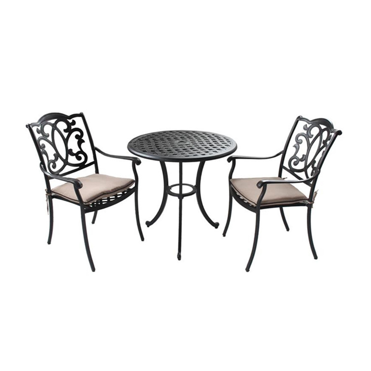 Cast aluminum 3pc Bistro Set Garden Yard Outdoor Furniture Cast Aluminum Patio Bistro Set  Round Table and Arm Chairs