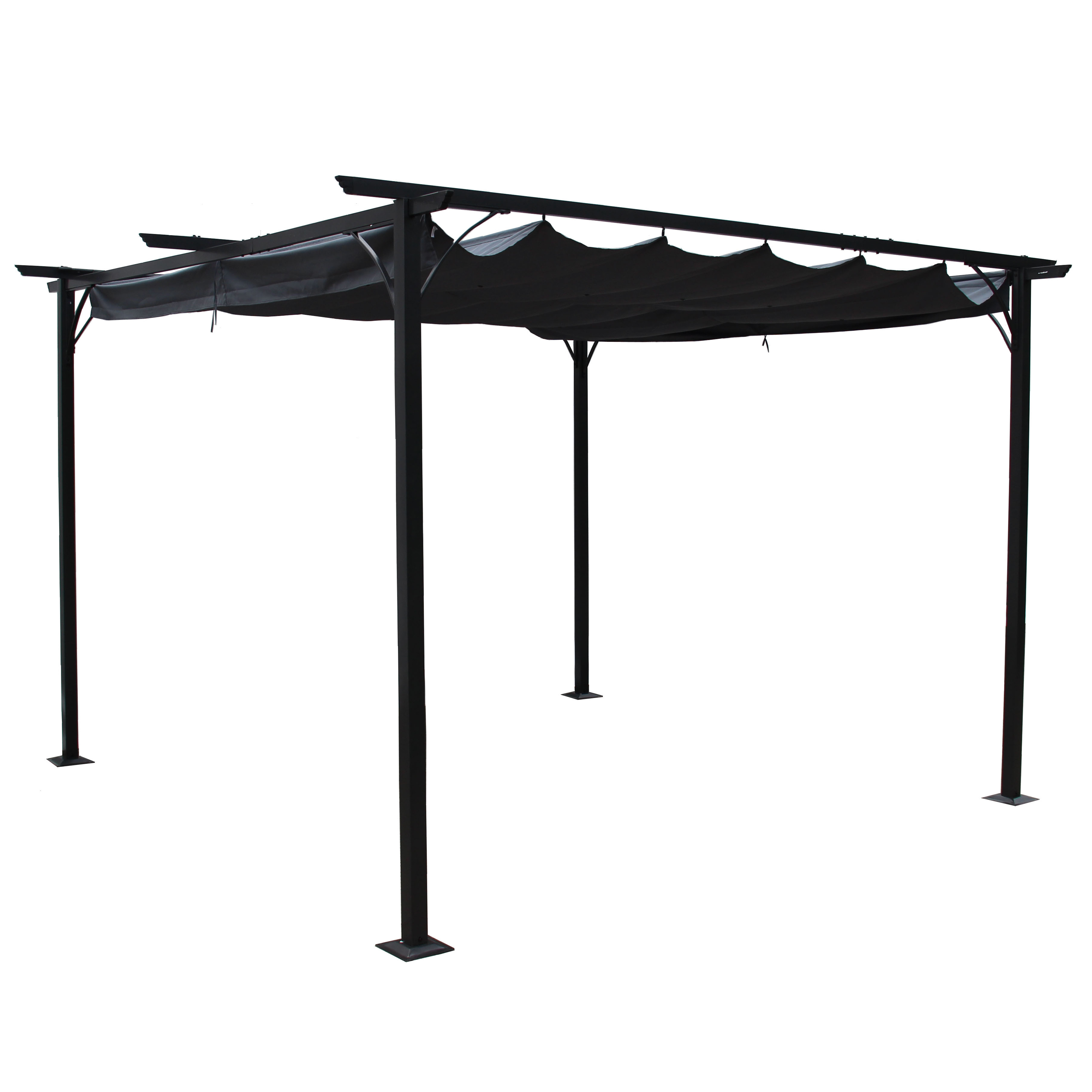 Luxury garden gazebo steel frame with 6 fabric curtain patio adjustable pergola