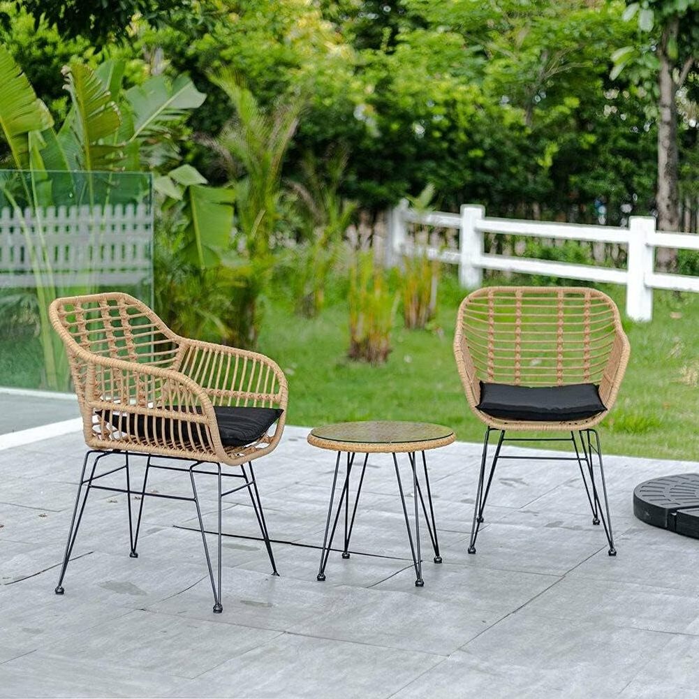 Outdoor Modern Luxury Patio Rattan Sofa Furniture PE Rattan Wicker Garden Bistro Sets