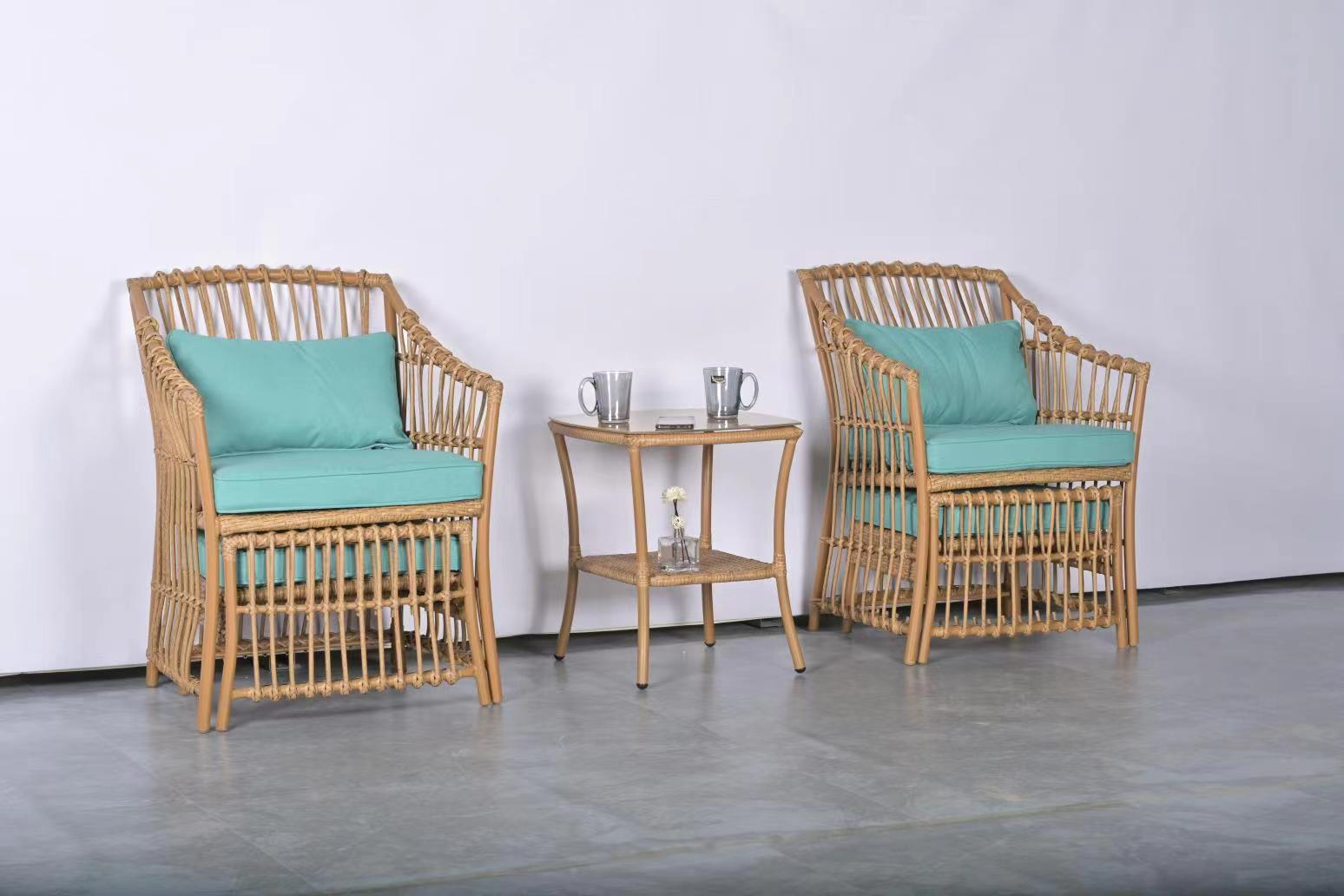 YOHO Discount Modern Rattan Outdoor Furniture  Wicker Garden Set Patio Chair with Stool Furniture