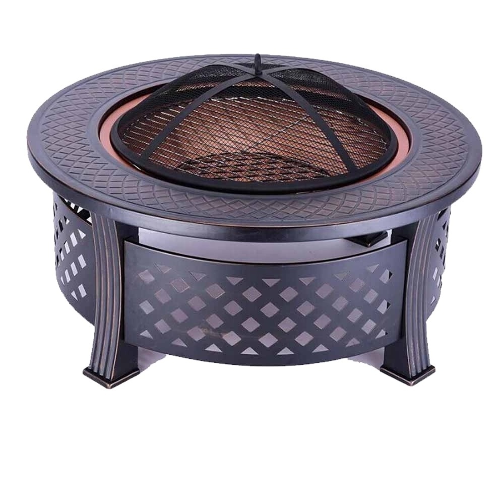 Outdoor Bowl Fireplace Stove Brazier and Backyard Garden Round Metal Fire Pit Metal, Tile Table Top 81/81/35 Cm 83/83/15 Cm 20GP