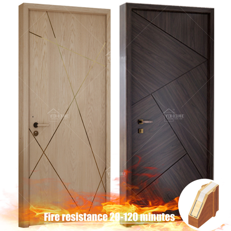 Foshan fire door manufacturer UK indoor smoke proof wooden fire proof door e60 interior hotel doors sound proof