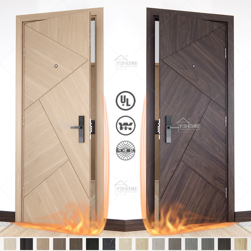 China factory price ul fire resistant hotel doors wood apartment doors fireproof hot selling wholesale price wood fireproof door