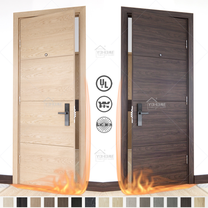 China factory price ul fire resistant hotel doors wood apartment doors fireproof hot selling wholesale price wood fireproof door