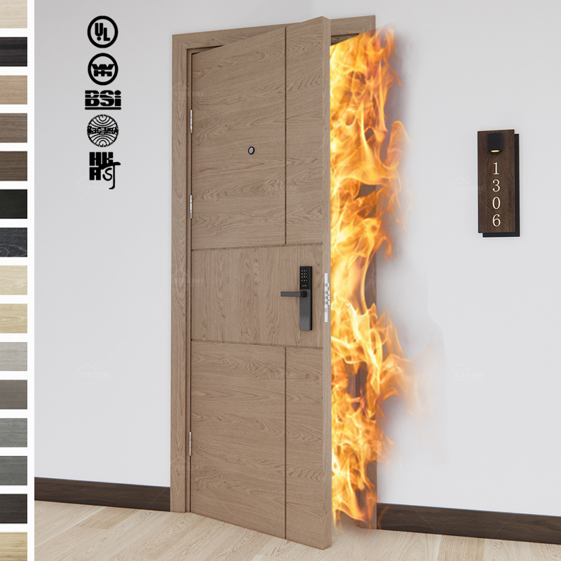 China factory one hour fire internal door interior hotel wood fireproof fire retardant door 1 hour fire rated door in uk us ca