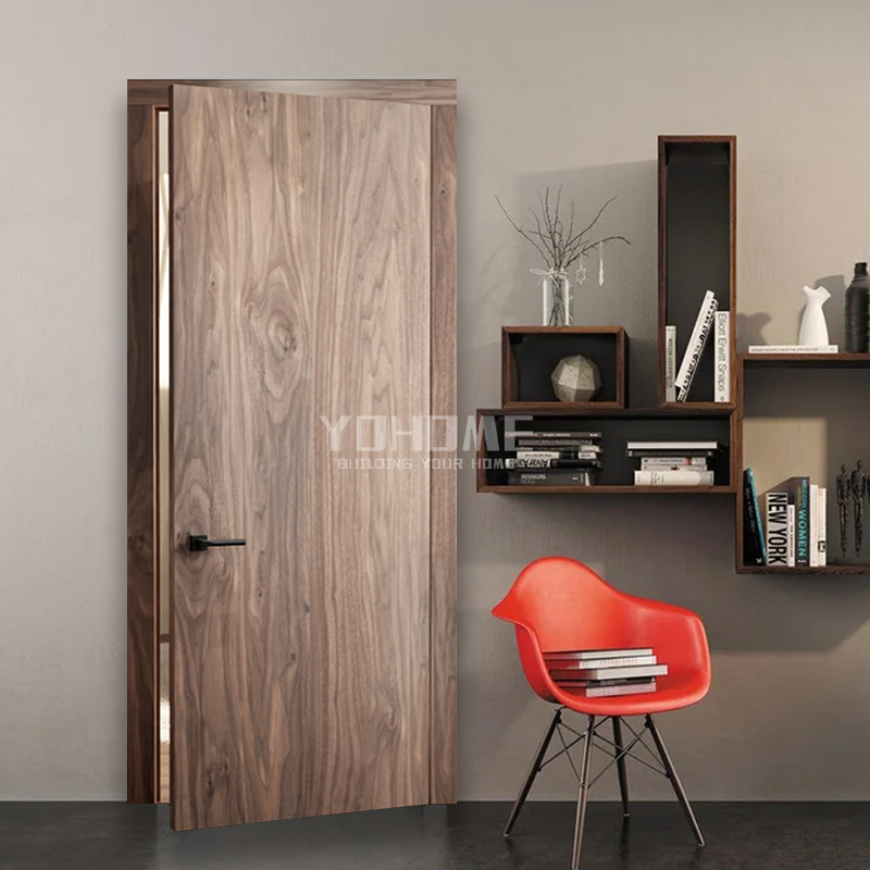 European standard acoustic walnut door soundproof hdf/solid wood doors for houses interior bedroom interior security doors