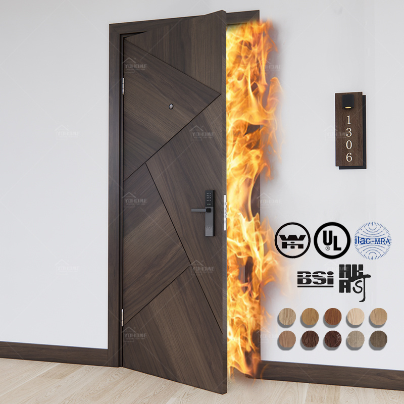 EN BS WHI certification sound proof oak inner door fire proof inside door for hotel fire rated indoor door for apartment