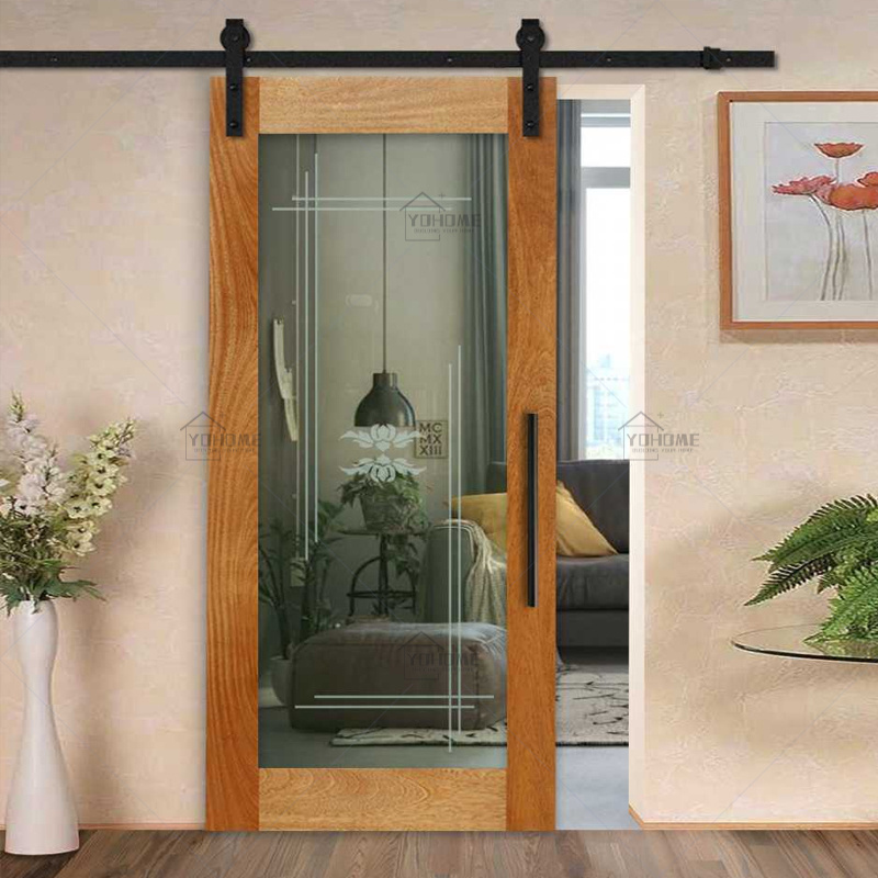 Korean modern design soundproof interior sliding barn door kit sliding wooden glass barn door 55 inch x84 the barn door