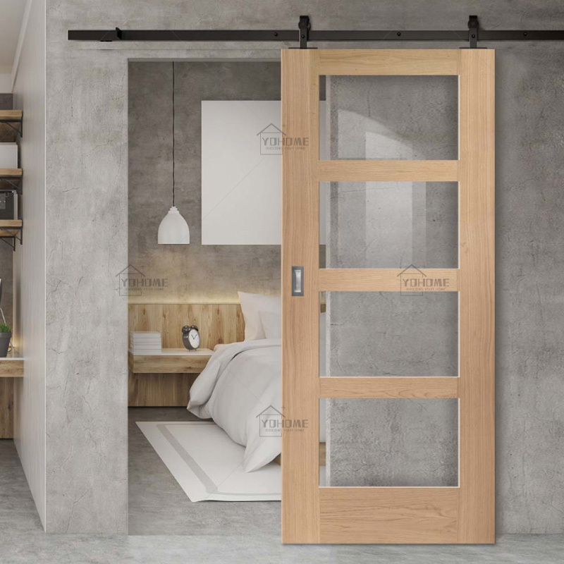 Korean modern design soundproof interior sliding barn door kit sliding wooden glass barn door 55 inch x84 the barn door