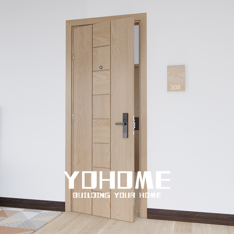 Yohome oak and walnut internal bedroom door latest design soundproof apartment wood door interior room fireproof hotel door